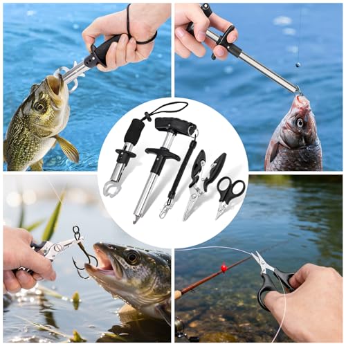 13-in-1 Fishing Multi-Tool Kit with Pliers, Fillet Knife, Lip Gripper, Scissor, Hook Remover - Fly, Ice, Saltwater & Freshwater Fishing for Serious Angler