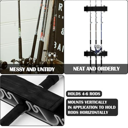 Blueweenly 4 Pcs Vertical Mount Fishing Rod Holders for Boat Vertical Fishing Rod Rack for Storage Pole Strap for Boat Deck