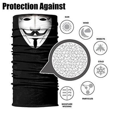 Obacle Bandana Face Mask Neck Gaiter Tube Mask Men Women for Sun Dust Protection - color: Men Black White Face Smile