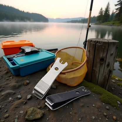 2 Pcs Fishing Line Cutter Nipper with Hook Eye Cleaner Pin Stainless Steel Scissors Cutting Tool Fishing Tool Fishing Line Cutter Nipper with Hook Eye Cleaner Pin Multi Functional Accessories