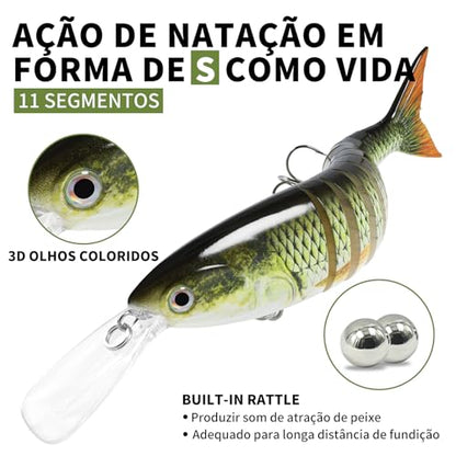 TRUSCEND Swimmax Easy Catch Fishing Lures with BKK Hooks, Wiggling, Vibrating, Rattling and Gurgling for More Bite, Heavy-Duty Dyneema Fiber Jointed Swimbaits for Bass, Trout, Walleye, Crappie, Pike - color: H-9.5",5.6oz