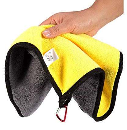 Toasis Soft Microfiber Towels with Carabiner Clip for Fishing Hiking Camping Pack of 3 (Yellow) - color: Yellow