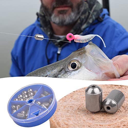 Iron Fishing Egg Sinker Weights 30pcs Fishing Sinkers and Weights Assortment Drop Bass Casting Sinker Weights with Fishing Tackle Box Kit for Saltwater Freshwater