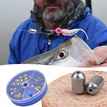 Iron Fishing Egg Sinker Weights 30pcs Fishing Sinkers and Weights Assortment Drop Bass Casting Sinker Weights with Fishing Tackle Box Kit for Saltwater Freshwater