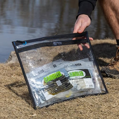 Reaction Tackle Clear Tackle Storage Bags, Water Resistant Zippered Paks for Bait, Lures, and Soft Plastics, Heavy Duty TPU with Reinforced Sides for Boats and Kayaks, 16x12 in, 2-Pack - size: 16x12 in, 2-Pack