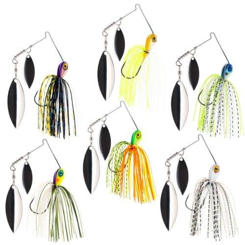 Reaction Tackle Spinner Bait, Compact Profile Fishing Lure with Flash and Vibration for Bass, Trout, Pike, Salmon and Walleye (3-Pack) - color: Variety 6-Pack, size: 1/4 Oz