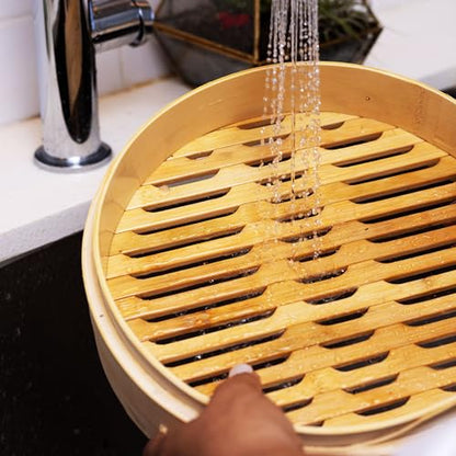 Joyce Chen 2-Tier Bamboo Steamer Baskets, 12-Inch - size: 12 inch