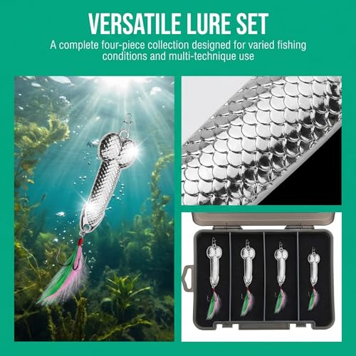 Gag Fishing Lures Set Metal Luminous Sequin Spoons Funny Top Water Bass Fishing Lures Fishermen Gear Spinner Baits Freshwater Saltwater Equipment Fishing Hook for Fishing Lover Men - color: Silver