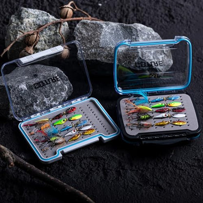 Goture Trout Lures Fishing Spinners,Rooster Bait Tail Bass Fishing Lures with Brass Spinner Blade Fish-Shaped Jig Heads for Freshwater Saltwater,Salmon Steelhead Trout Spinner Bait with Tackle Box - color: B:5pcs Trout Spinners