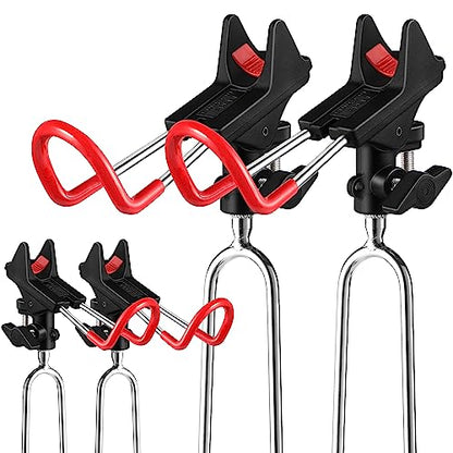 PLUSINNO Fishing Rod Holders - Upgraded 360 Degree Adjustable Fishing Pole Stand Equipment for Bank, Beach, Gift for Men - style: 4 Pack Fishing Rods Holder(red and Black)