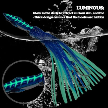 Squid Fishing Lures Set, Fishing Squid Lures Soft Luminous, Large Simulation Artificial Lures Baits Lifelike Plastic Fishing Soft Lure for Saltwater and Freshwater - color: B-Squid Jig 3pcs