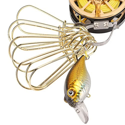 Topyond Live Fish Stringer Lock, Golden Stainless Steel Buckle Telescopic Portable Fishing Chain Stringer, Boat Fishing Accessory with 8 Detachable Buttons, Obvious Floating Marker, 7m Rope