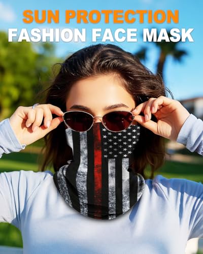 4Pack Neck Gaiter for Men Women Face Cover Mask Head Wrap Balaclava Headwear Bandana Headband Magic Scarf - color: A-flag-1