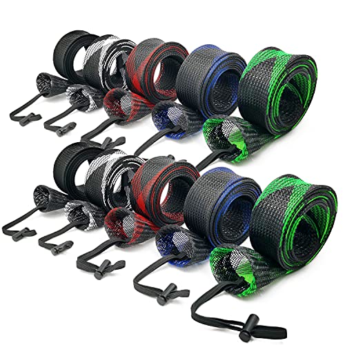 Rod Sleeves Fishing Rod Sleeves Socks for Fishing Poles Fishing Rod Sleeves Rod Cover with Lanyard for Fly Fishing Rod,Casting Fishing Rod, Sea Fishing Rod - color: BLACK RED&BLACK GREEN&BLACK BLACK&GRAY BLUE&BLACK, size: 68"