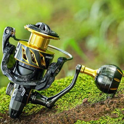 Sougayilang Spinning Reel – 26LB Drag & Loud Metal Clicker, 5.2:1 Gear Ratio, 13+1 Bearings, 4-Point Waterproof, CNC Aluminum Spool & Handle for Bass Trout Salmon - size: 1000