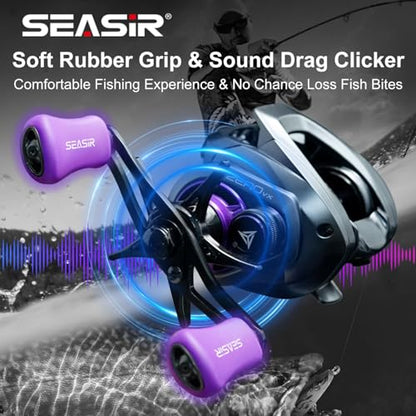 SEASIR ZeroVX Baitcasting Reel, 4.7oz Ultralight Fishing Reel Casting, Freshwater Baitcaster Reel, Carbon Fiber Washer, Max Drag 9LB, 7.6:1 Gear Ratio, 6+1 Shielded Ball Bearing - style: Right Hand