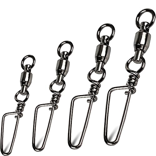 Snap Fishing Swivels Ball Bearing Black Nickel Ball Bearing Swivels Saltwater Heavy Duty Barrel Swivels for Freshwater Saltwater Fishing - size: Size 6+6 (180lb) 20 Pcs
