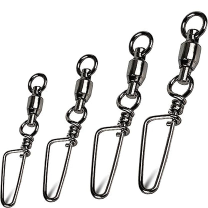 Snap Fishing Swivels Ball Bearing Black Nickel Ball Bearing Swivels Saltwater Heavy Duty Barrel Swivels for Freshwater Saltwater Fishing - size: Size 8+8 (350lb) 20 Pcs