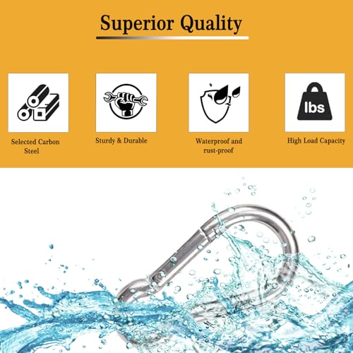 Heavy-Duty Carabiner Clip 1.57"–5.5", Black/Silver Spring Snap Hook, Quick Link Keychain Clip for Keys, Swing Set, Camping, Fishing, Hiking & Traveling (120–1350 lbs) - color: Silver, size: 2.32Inch(M6)-100PCS