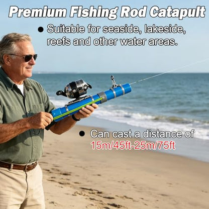 Upgraded Portable Fishing Catapult Rod with Reel, Durable & Lightweight Telescopic Lure & Bait Launcher for Saltwater & Freshwater, - size: XKTSYG-LSYL