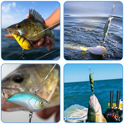 Fishing Leaders Fishing Fluorocarbon Wire Leader Line with Crane Swivels and Snap 20-50LB Fluorocarbon Leader Connector Tackle Lures Rigs or Hooks Fishing Leader Line for Saltwater Freshwater - size: 20lb-6" 12pcs