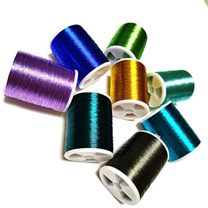 (8pcs*240yd) Kalavarma Rod Wrapping Thread for Fishing Rod Wrapping Thread Rod Building Repair - style: Metallic klm012