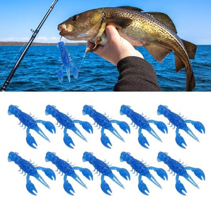 20PCS Soft PVC Fishing Lures 2.2 Inch – Lifelike Crawfish Bait with Artificial Lobster Claw Design, Jig Head Compatible for Bass & Trout Fishing - color: Blue