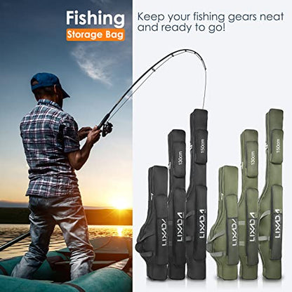 Lixada Fishing Rod Case, Portable Folding Fishing Rod Case Fishing Pole Reel Storage Bag Fishing Gears Organizer - size: 130cm