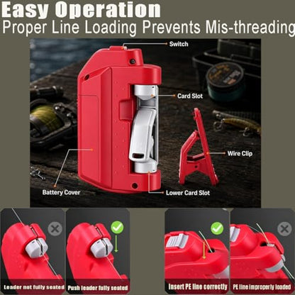 Electric Knot Assist -Automatic Electric Fishing Knot Assist Machine | Quickly ties GT & FG knots, portable line tying device, professional fishing gear for river, reservoir, lake and coastline - color: Grey-1pcs