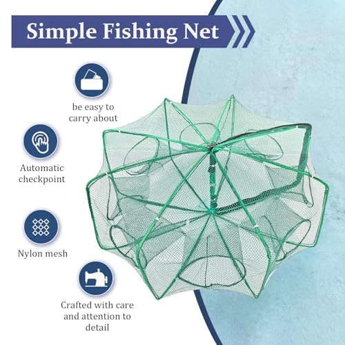 Minnow Trap 27in*10in” with Foldable Fishing Net & Collapsible Fish Bucket - Crab, Crawfish, Shrimp Trap for Freshwater Saltwater Fishing