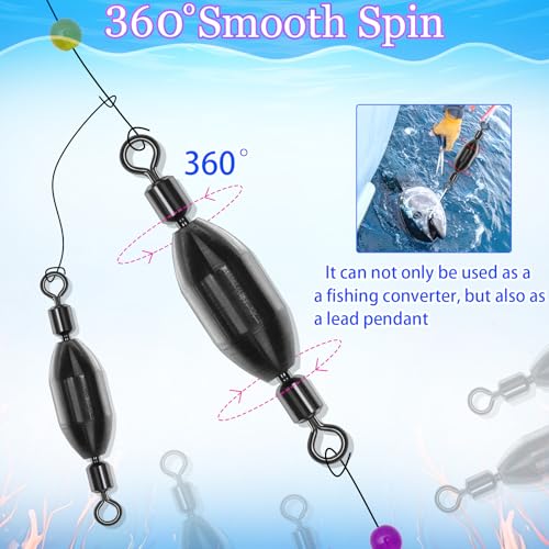 20Pcs Fishing Weights Swivel Brass Sinkers Fishing Weights | Saltwater Freshwater Bullet Sinkers Fishing Weight with Swivel Rolling - size: 3/8oz-20pcs