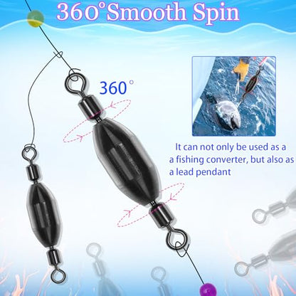 20Pcs Fishing Weights Swivel Brass Sinkers Fishing Weights | Saltwater Freshwater Bullet Sinkers Fishing Weight with Swivel Rolling - size: 1/32oz-20pcs