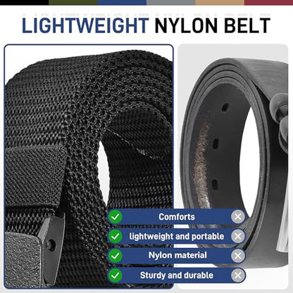 UNGGJKB Men's Tactical Belt, Nylon Casual Elastic Belt, Work Belt That Can Be Cut And Adjusted - color: Blue/Black