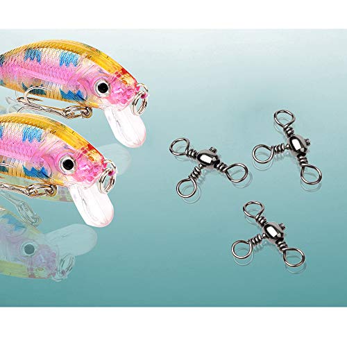 AMYSPORTS Stainless 3way Swivel Fishing crossline swivels 3 Way rigs Saltwater Freshwater Drifting trolling Fishing Tackle Connector for Spoons Minnow baits - size: Size1/0 (117lb) 25 pcs