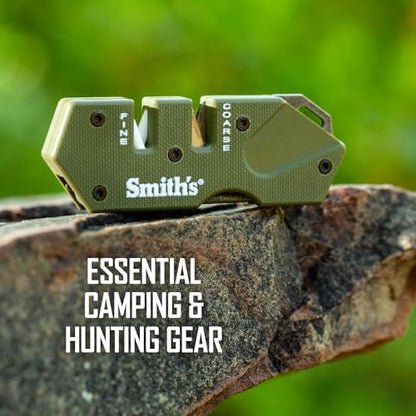 Smith’s Pocket Pal Tactical Knife Sharpener - 2 Stage Sharpener & Diamond Sharpening Rod - Pocket Clip - Outdoor Hunting Knife & Hook Sharpener - Compact & Lightweight - style: PP1-Mini Tactical (OD Green)