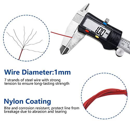 Heavy Duty Fishing Wire Rigs Leaders, 10Pcs 150LB Stainless Steel Fishing Line Leaders with Swivels Snaps Fishing Trace Lures Leader Rigging - color: Red-10pcs