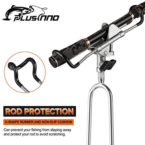 PLUSINNO Fishing Rod Holders - Upgraded 360 Degree Adjustable Fishing Pole Stand Equipment for Bank, Beach, Gift for Men - style: 2 Pack Fishing Rods Holder-grey
