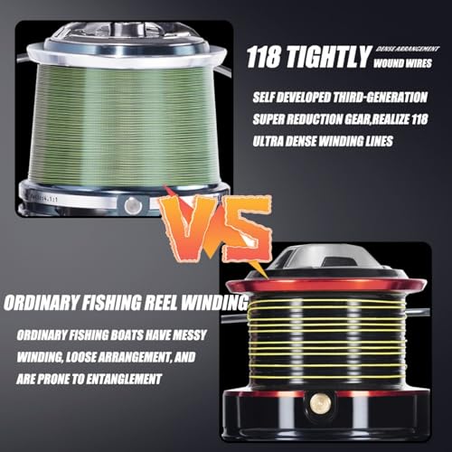 Heavy Duty Spinning Reel Metal Body with CNC Machined Spool 55LB Max Drag 8/10+1 BB Ultra Smooth 4.1/4.6/4.8:1 High Speed Gear Ratio Saltwater Freshwater Fishing Reel for 8000 to 16000 Series - color: BOKOF14000