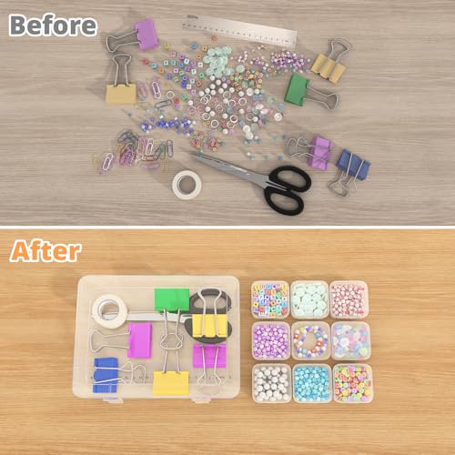 Mathtoxyz Bead Organizer Box(Red,Yellow,Blue), 62Pcs Small Bead Organizers and Storage Plastic Cases Mini Clear Containers Boxes with Hinged Lid and Rectangle for Bracelet Making DIY Jewelry Craft - size: BlueRedYellow - 2P