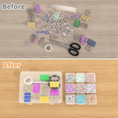 Mathtoxyz Bead Organizer Box(Red,Yellow,Blue), 62Pcs Small Bead Organizers and Storage Plastic Cases Mini Clear Containers Boxes with Hinged Lid and Rectangle for Bracelet Making DIY Jewelry Craft - size: BlueRedYellow - 2P