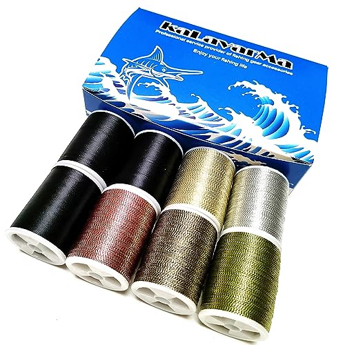 (8pcs*240yd) Kalavarma Rod Wrapping Thread for Fishing Rod Wrapping Thread Rod Building Repair - style: Metallic klm022