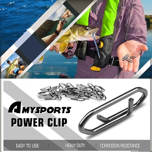 AMYSPORTS High Strength Fishing Snap Saltwater Stainless Connector Snaps Swivels Tackle Steel Power Fishing Clip Lure Quick Change Black Nickel - size: Size1 (59lb) 50 pcs