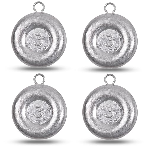 Disc Sinkers Fishing Weights, Coin Fishing Sinkers Weights Saltwater Surf Fishing Weights Bottom Drifting Trolling Catfishing Fishing Sinkers Saltwater Gear Tackle 1oz 2oz 3oz 4oz 5oz 6oz 8oz - style: 3 Ounce, 4 Pack