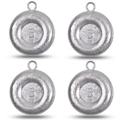 Disc Sinkers Fishing Weights, Coin Fishing Sinkers Weights Saltwater Surf Fishing Weights Bottom Drifting Trolling Catfishing Fishing Sinkers Saltwater Gear Tackle 1oz 2oz 3oz 4oz 5oz 6oz 8oz - style: 3 Ounce, 4 Pack