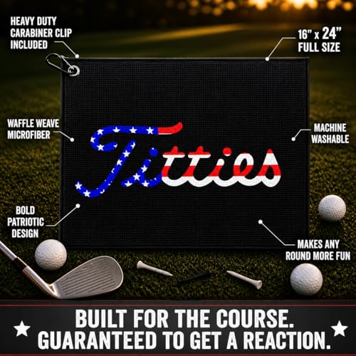 Funny Golf Towel with Clip, Microfiber Caddie Towel for Golf Bag, Gag Gifts | Golf Club Towel | Cool Golf Gifts for Men & Women | Golf Gag Gifts | Premium Golf Towel with Clip Holder | Disc Golf Towel - color: Usa