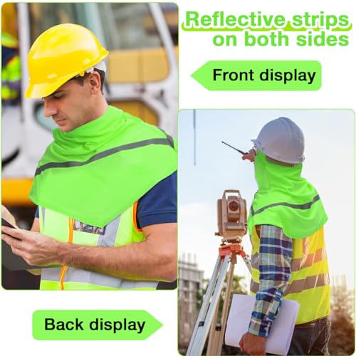 Seematn 4 Pcs Summer Balaclava Men Women Sun Face Mask for UV Protection Neck Covers with Reflective Strip Construction Work - color: Green