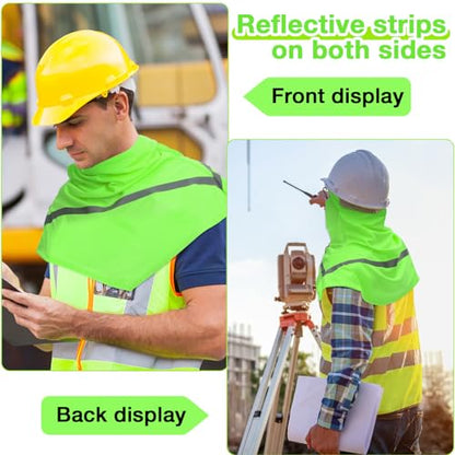 Seematn 4 Pcs Summer Balaclava Men Women Sun Face Mask for UV Protection Neck Covers with Reflective Strip Construction Work - color: Green
