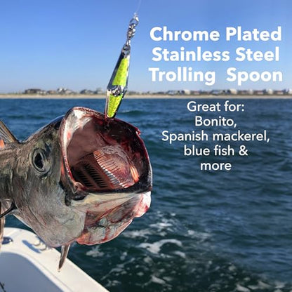 CLARKSPOON Spoon-Squid Precision Fishing Spoon for Spanish Mackerel, Bluefish, Tuna, Atlantic Bonito, & More! - Size 0 Spoon-Squid w/Ball Bearing Swivel - 5 Pack Assortment