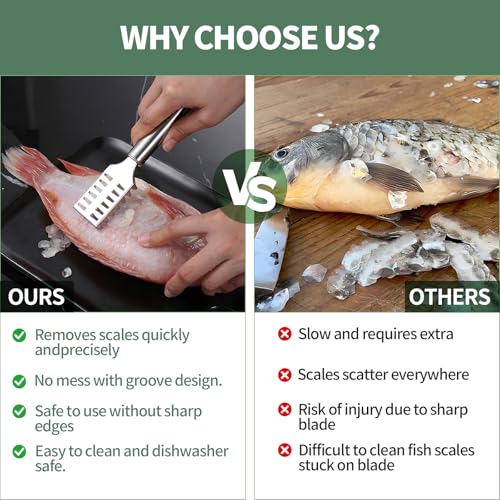 4 PCS Fish Scaler, Stainless Steel Fish Scale Remover, Fish Descaler Tool with Serrated Blade Design, Ideal for Home, Kitchen, Seafood Markets, and Professional Use - size: 4PCS