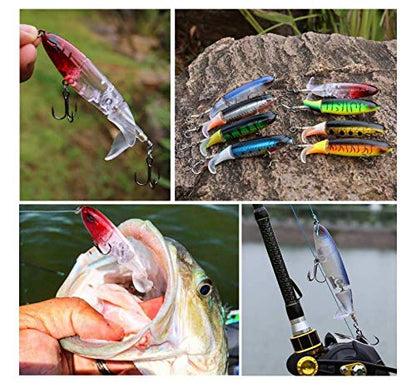 Fishing Lures Set Plopper Bass Lures with Floating Rotating Tail Artificial Hard Bait Swimbaits Slow Sinking Hard Lure Fishing Tackle Kits - color: Style C(10PC)